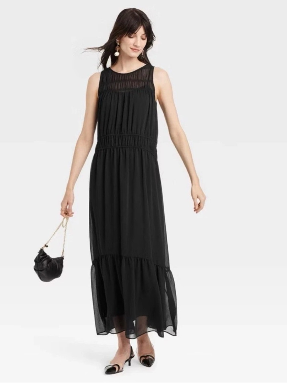 🆕 A New Day Black Chiffon Maxi Dress Size XL